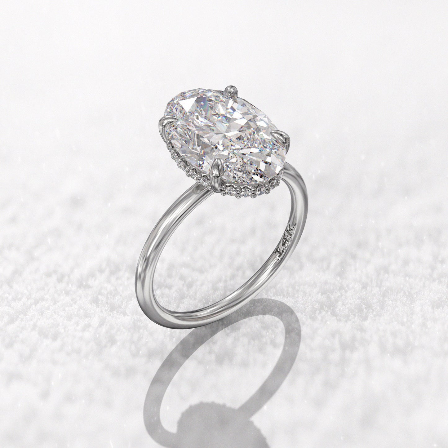 3 ct · Anillo de Compromiso Solitario Corte Ovalado con Halo Oculto