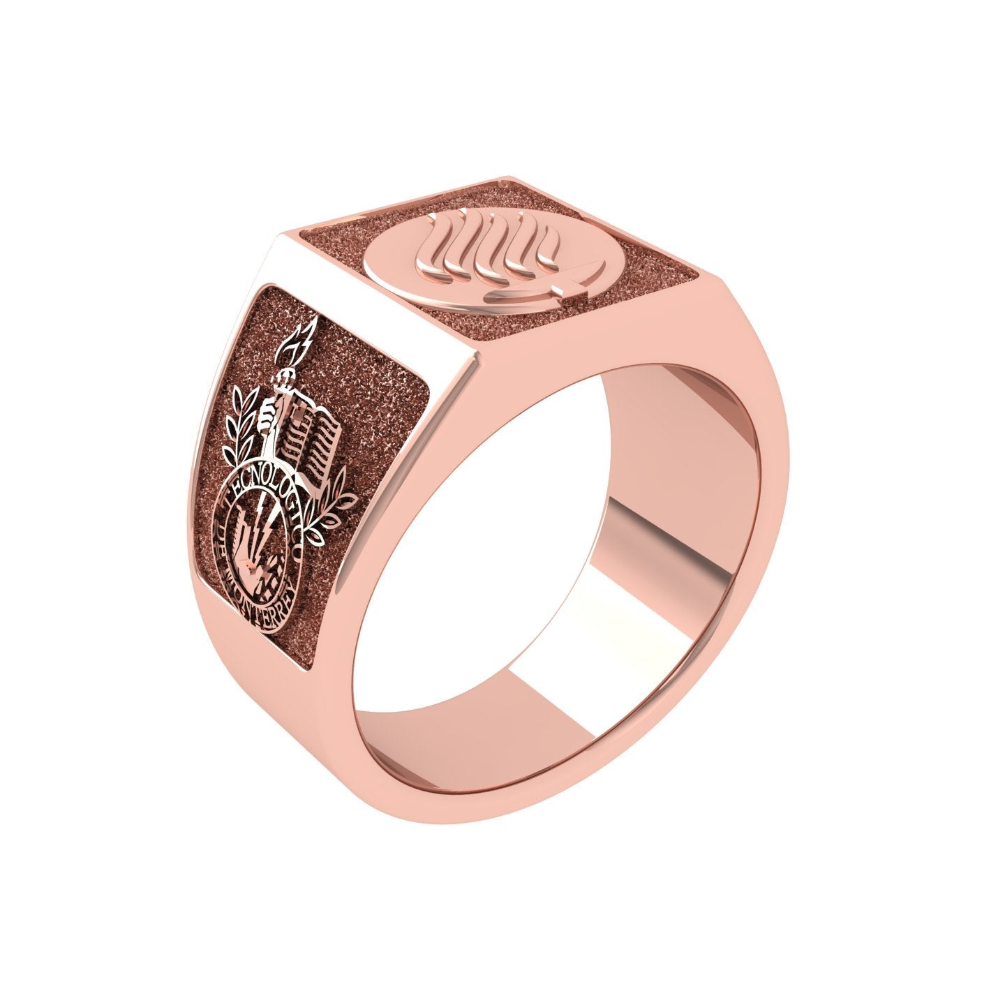 Roma Anillo de Graduación Personalizado en Oro 14K o 18K con Logo Frontal 14mm