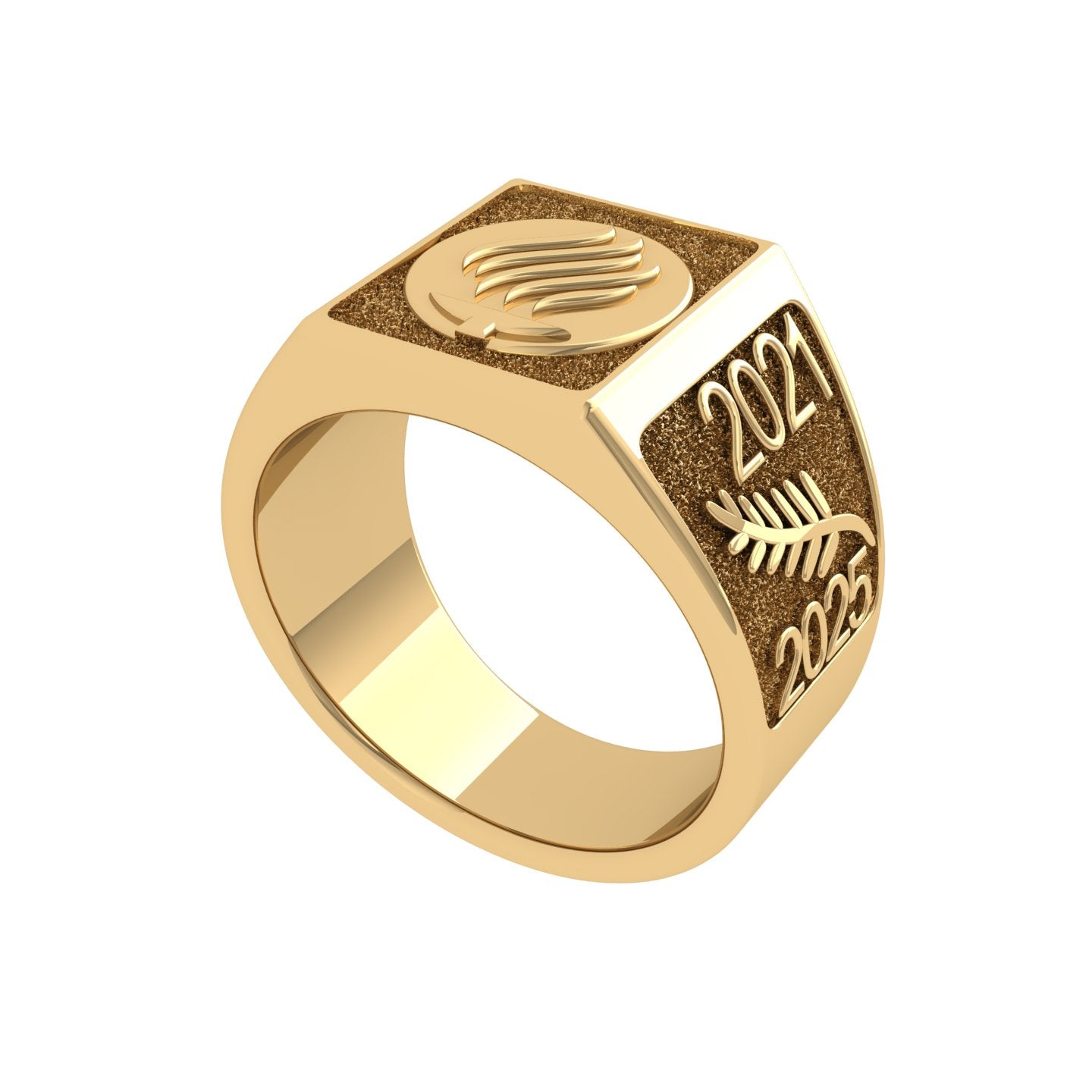Roma Anillo de Graduación Personalizado en Oro 14K o 18K con Logo Frontal 14mm