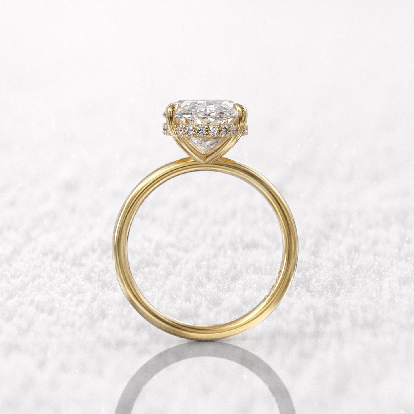 3 ct · Anillo de Compromiso Solitario Corte Ovalado con Halo Oculto