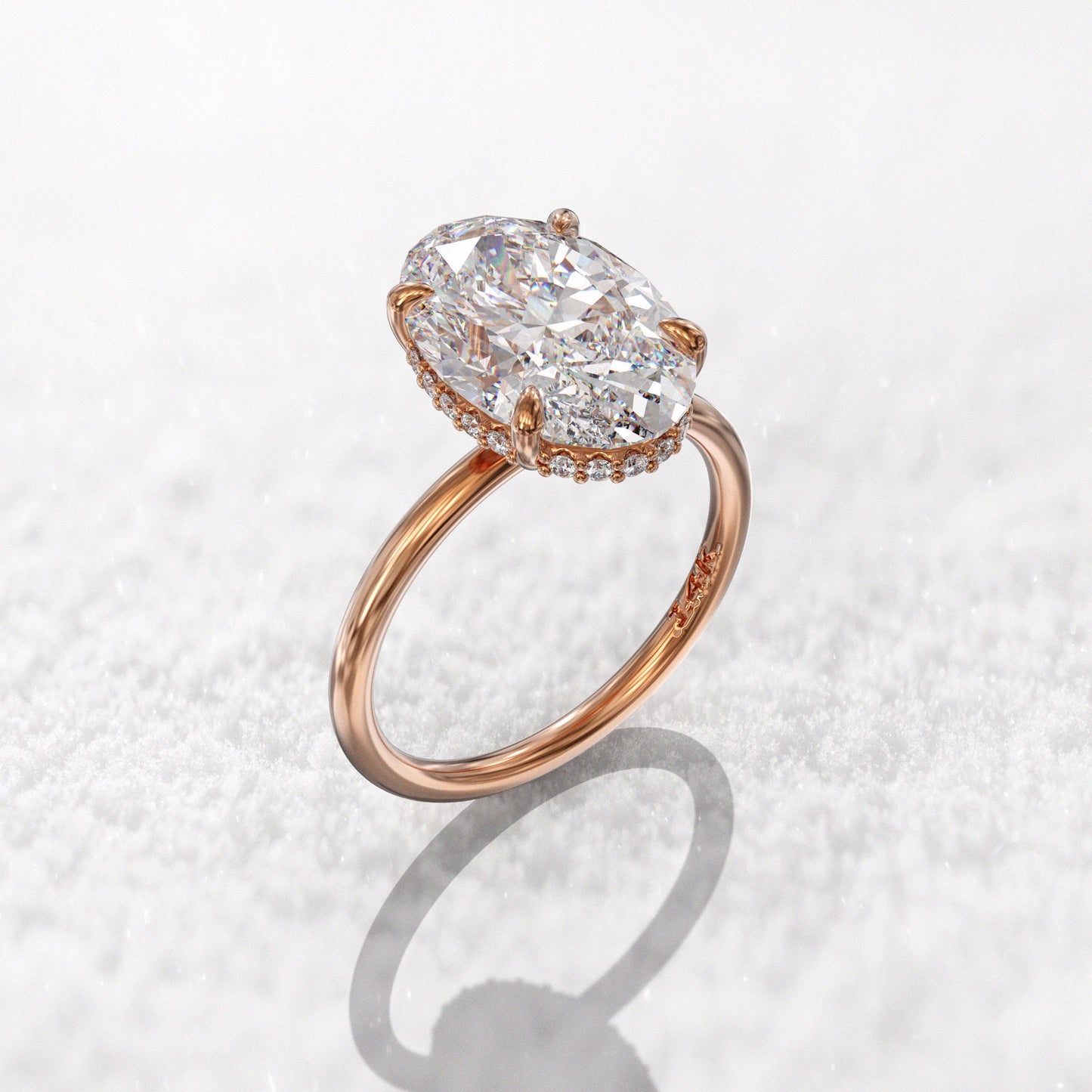 3 ct · Anillo de Compromiso Solitario Corte Ovalado con Halo Oculto
