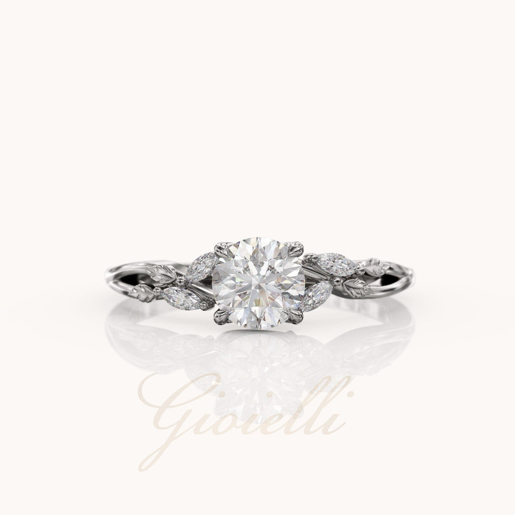 Clarisa Anillo de compromiso inspirado en la naturaleza con diamante de laboratorio de 1 quilate