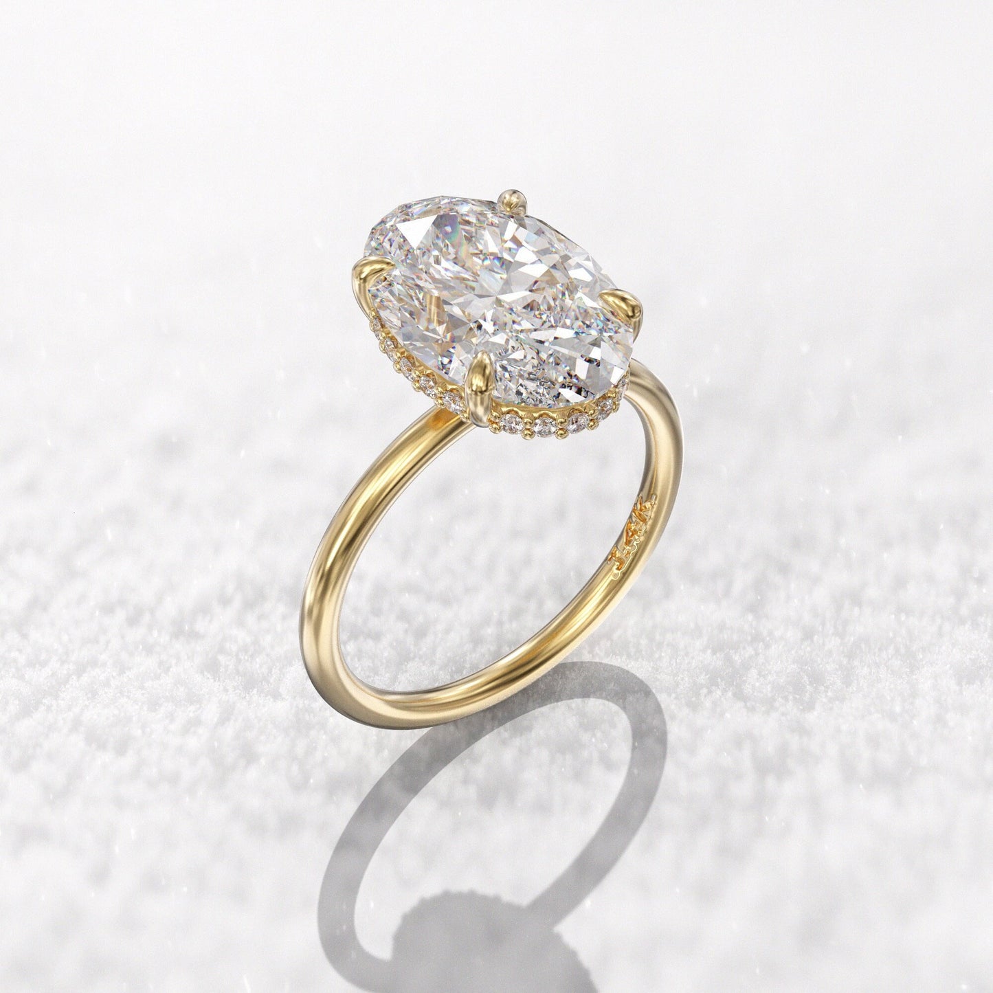 3 ct · Anillo de Compromiso Solitario Corte Ovalado con Halo Oculto