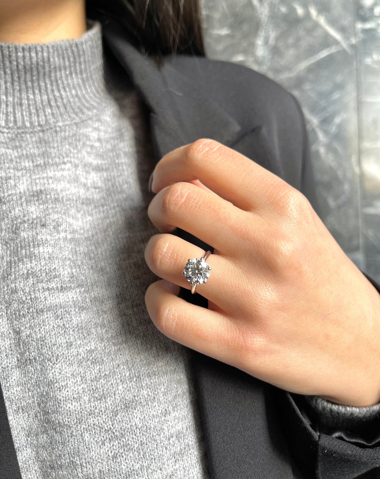 3 ct · Anillo de Compromiso Solitario Corte Brillante Redondo