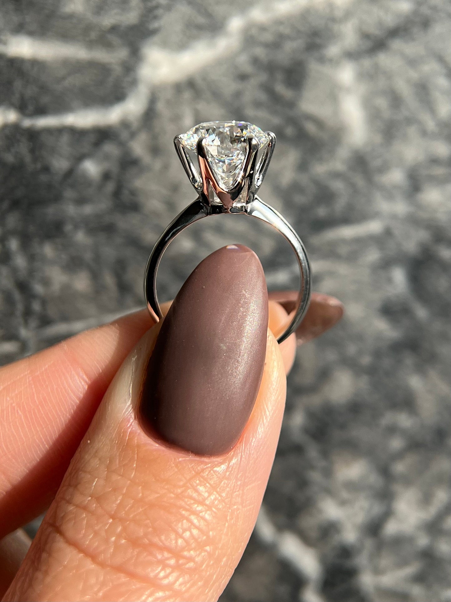 3 ct · Anillo de Compromiso Solitario Corte Brillante Redondo