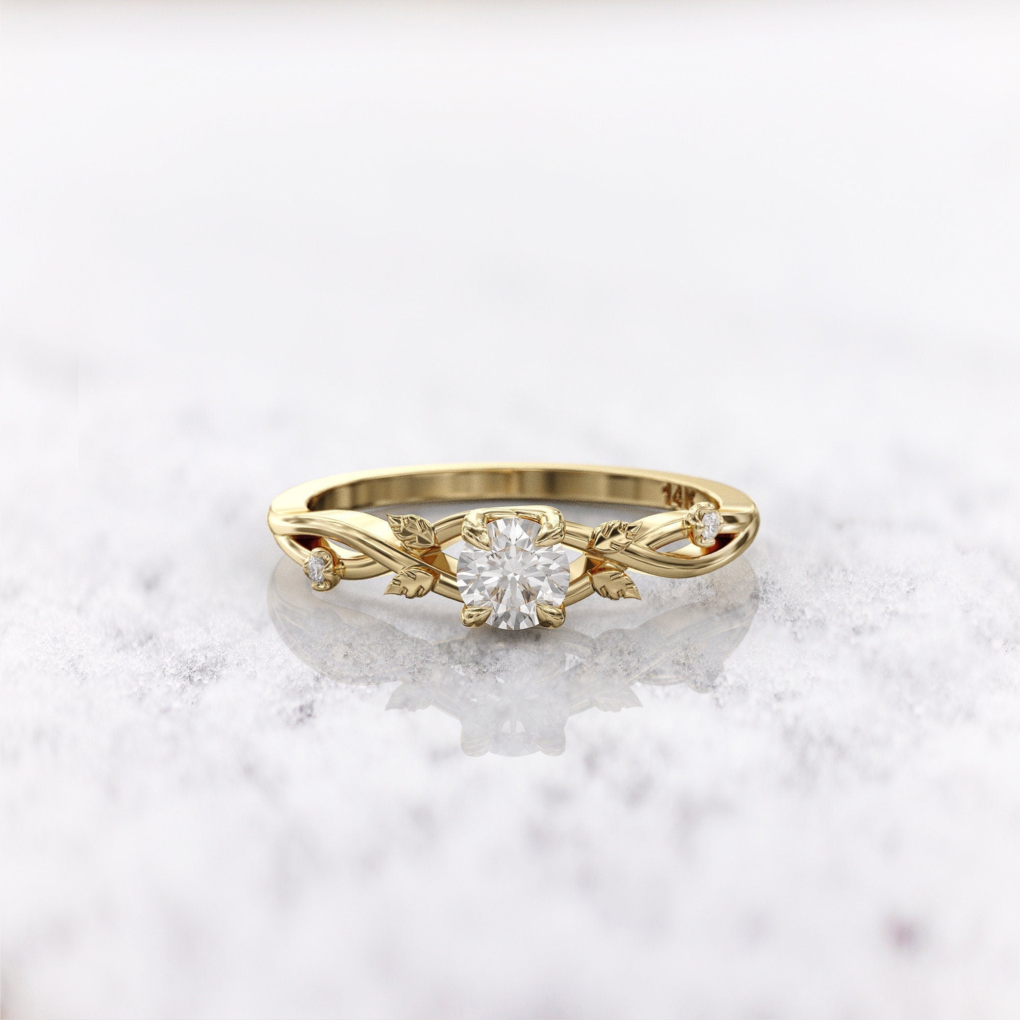 Vesper Anillo Vintage con diamante de laboratorio certificado de 0.5ct