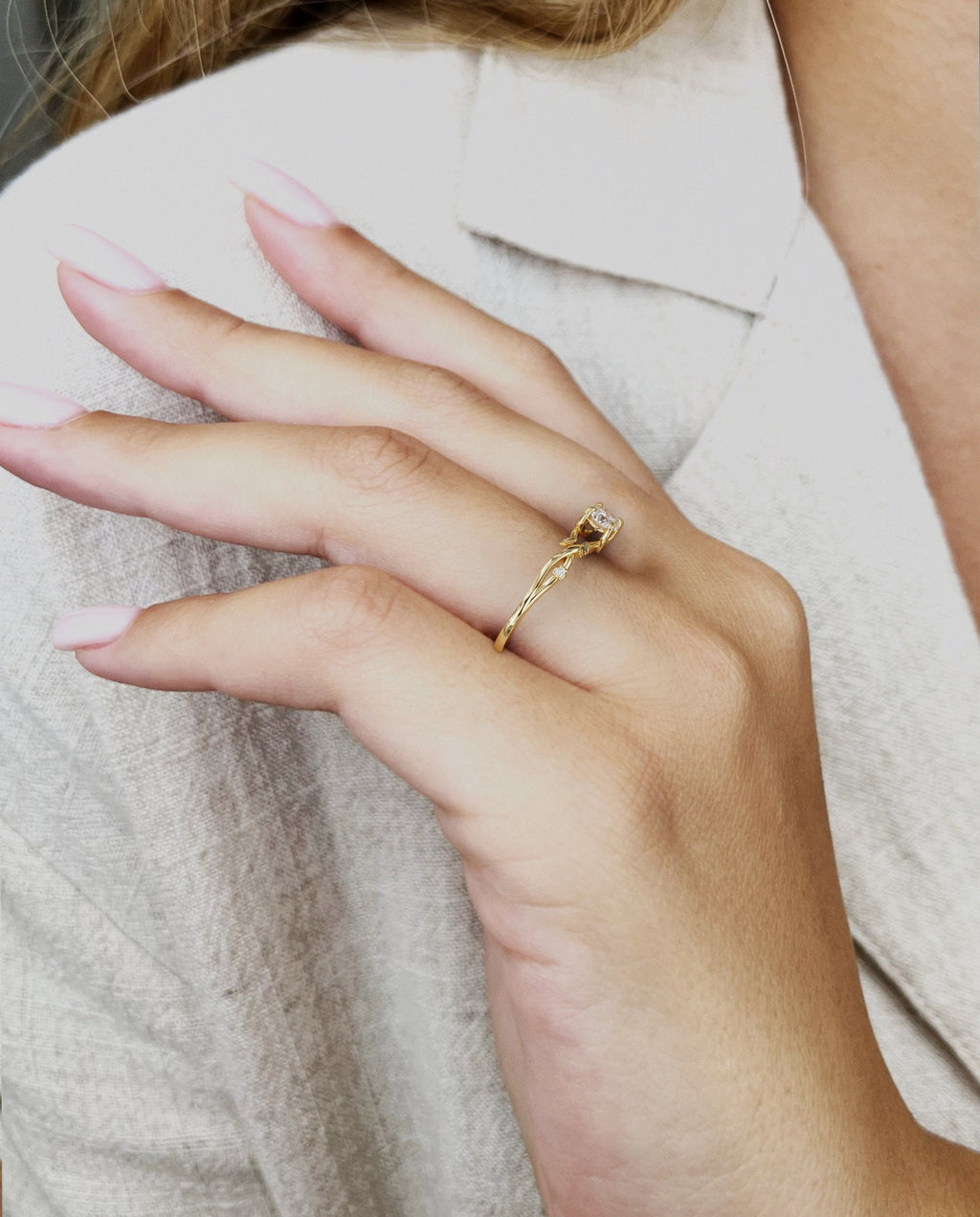 Vesper Anillo Vintage con diamante de laboratorio certificado de 0.5ct