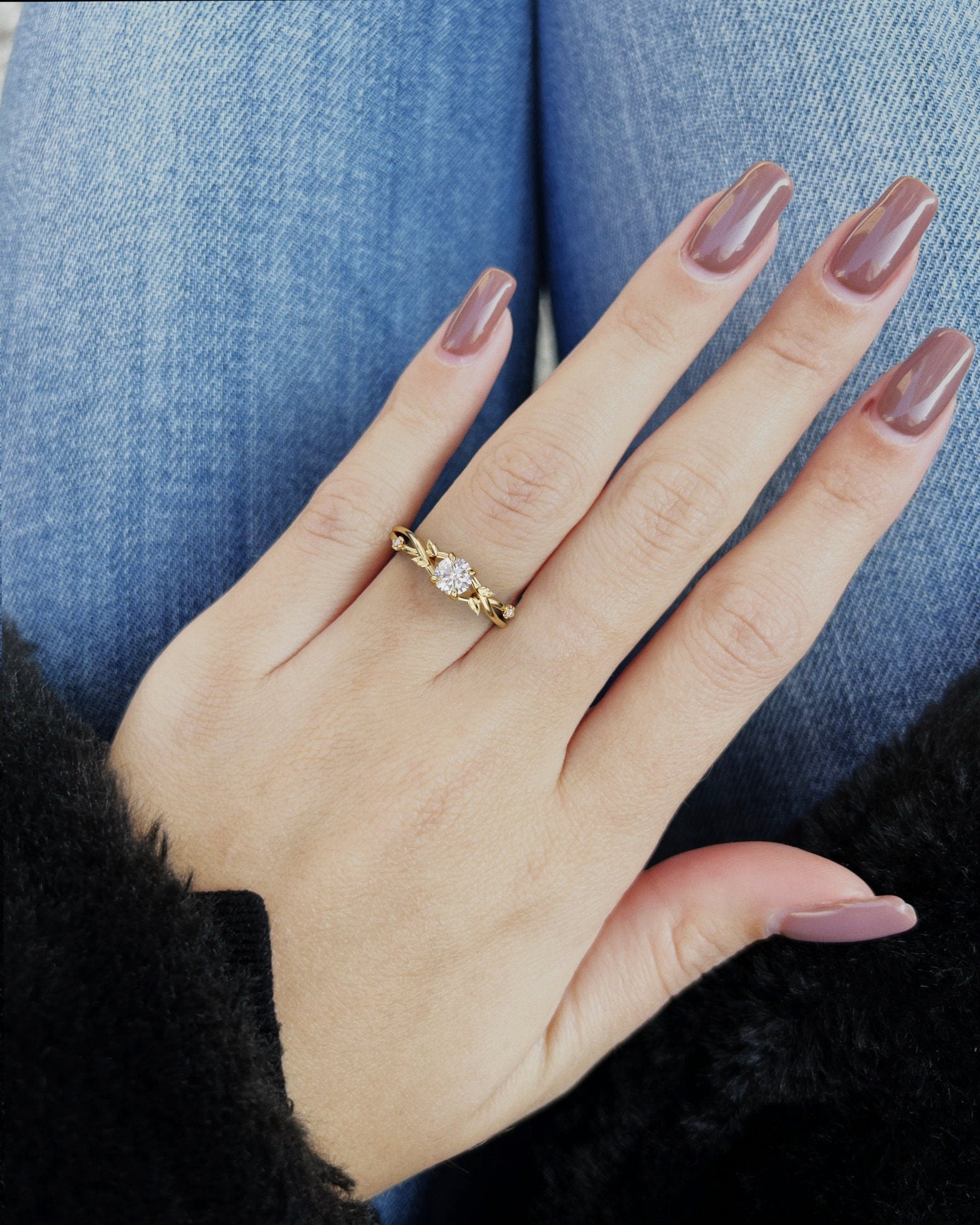 Vesper Anillo Vintage con diamante de laboratorio certificado de 0.5ct