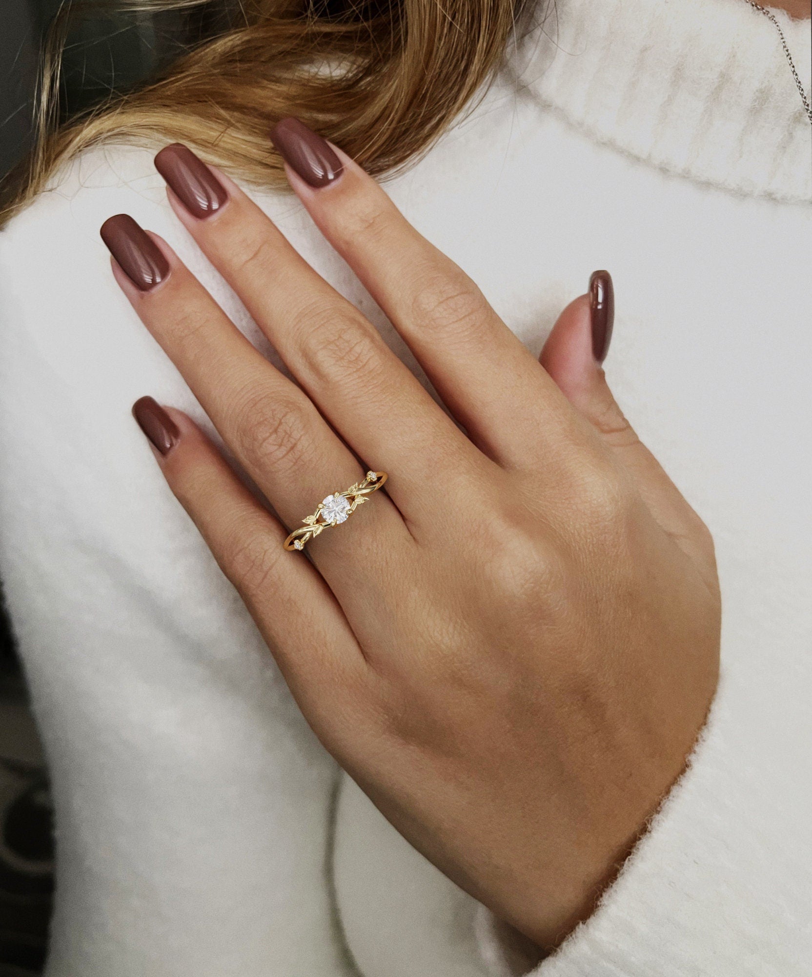 Vesper Anillo Vintage con diamante de laboratorio certificado de 0.5ct