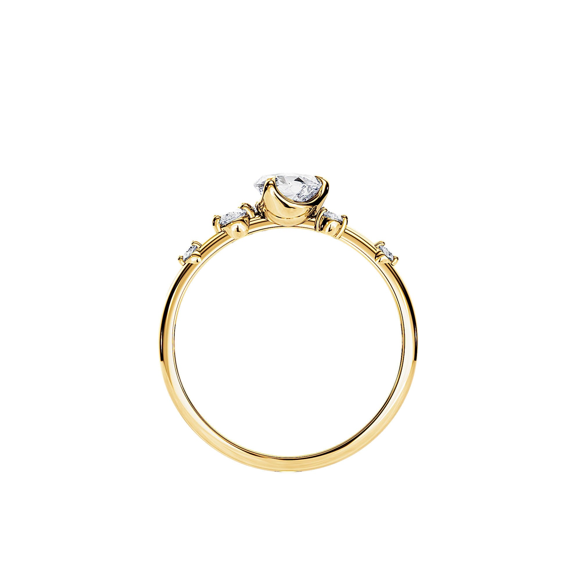 Korra Anillo de Compromiso Inspirado en la Naturaleza / Diamante Cultivado en Laboratorio de 0.5CT