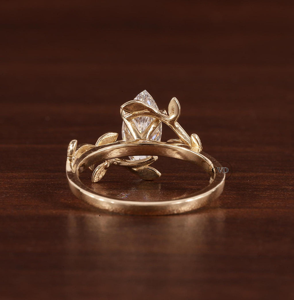 Morgana 1 ct Anillo de Compromiso Hojas y Pétalos Diamante de Laboratorio Corte Marquise oro 14 kilates