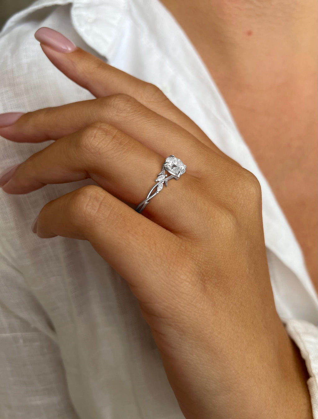 Ophelia Anillo Vintage Diamante de Laboratorio de 1 Quilate Inspirado en la Naturaleza