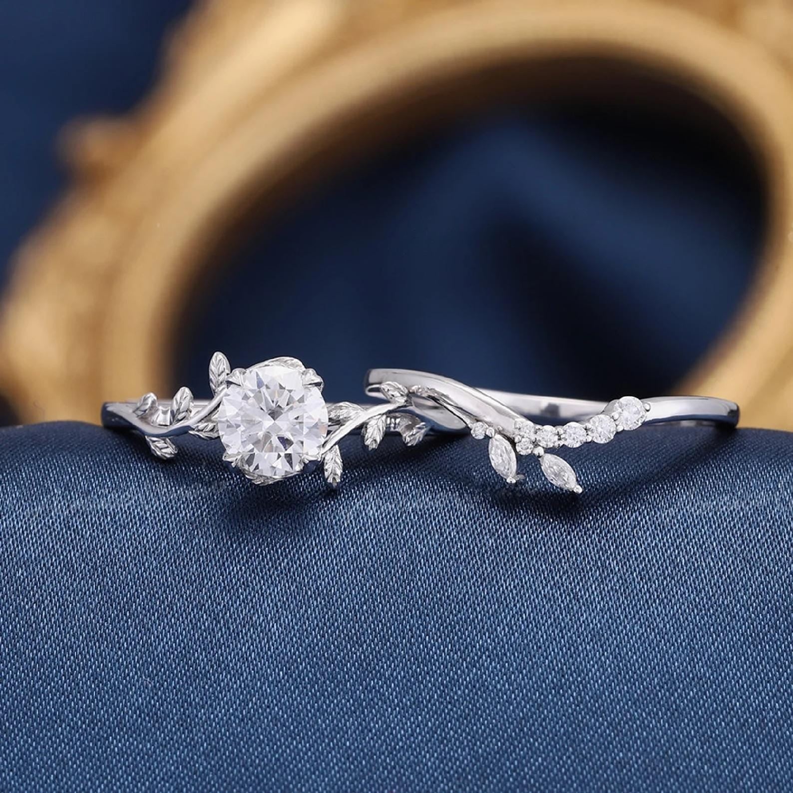 Belladonna Conjunto Compromiso Floral: Anillo Compromiso+ Argolla de matrimonio