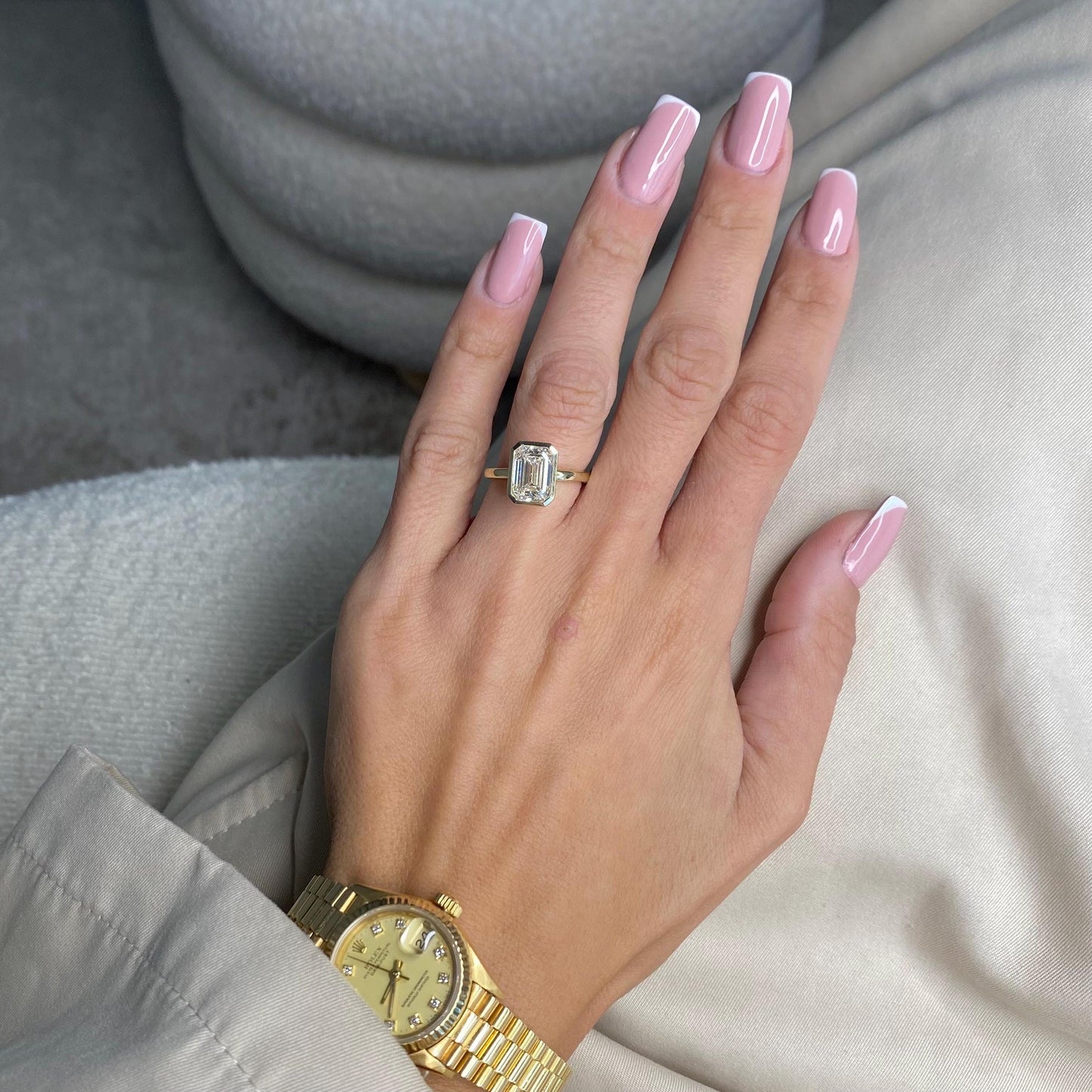 3 ct Anillo de Compromiso con Diamante Corte Esmeralda Lab-Grown