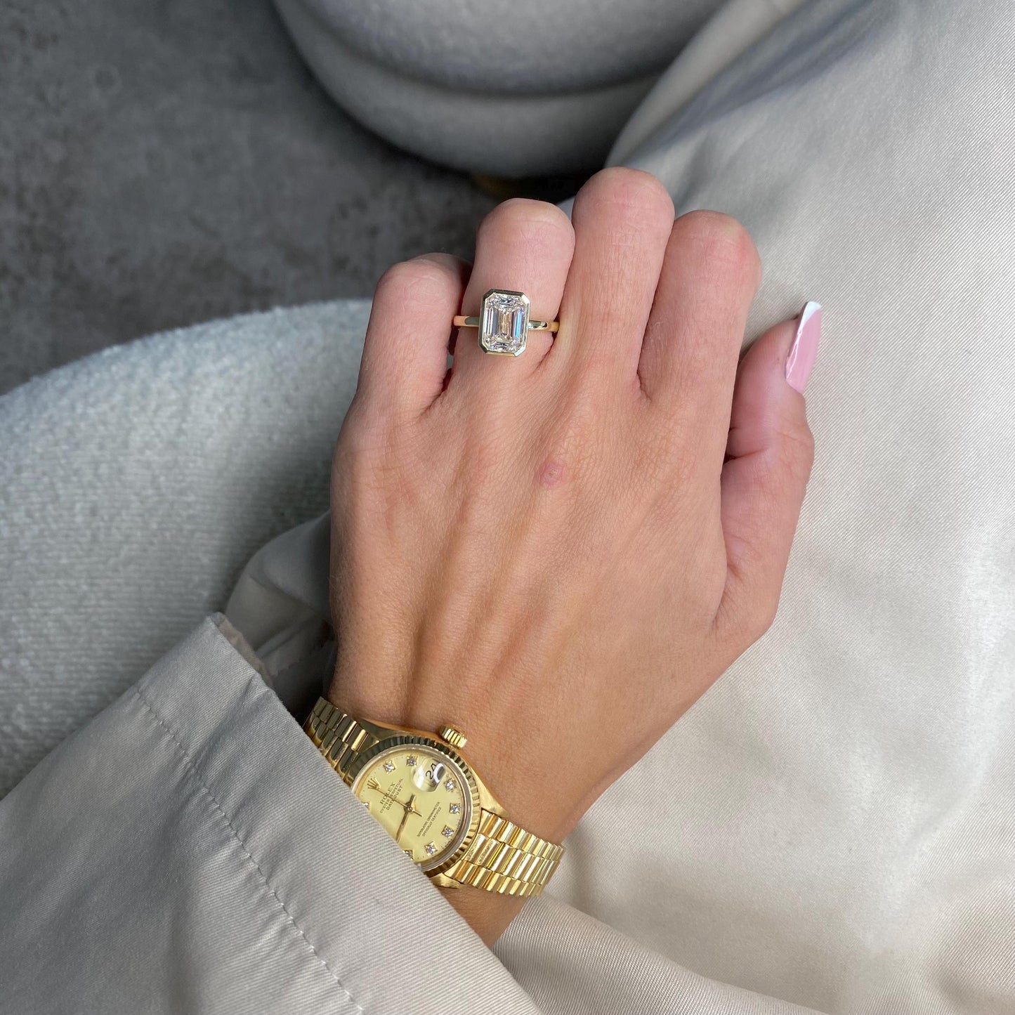 3 ct Anillo de Compromiso con Diamante Corte Esmeralda Lab-Grown