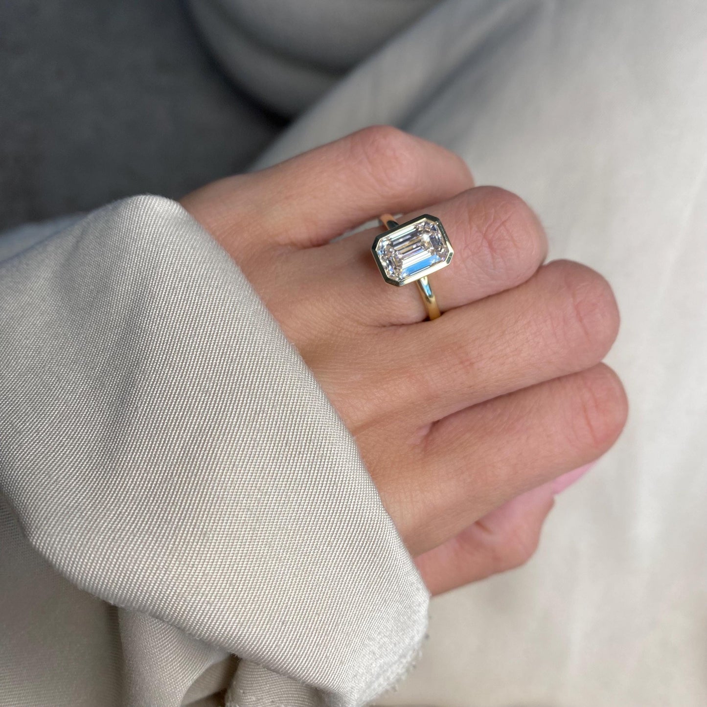 3 ct Anillo de Compromiso con Diamante Corte Esmeralda Lab-Grown