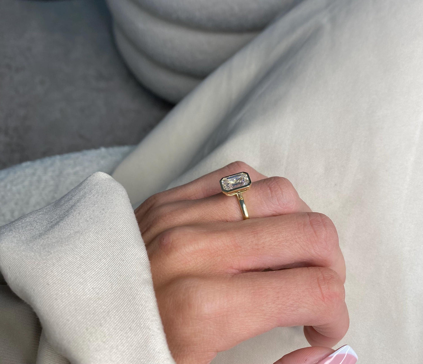 3 ct Anillo de Compromiso con Diamante Corte Esmeralda Lab-Grown