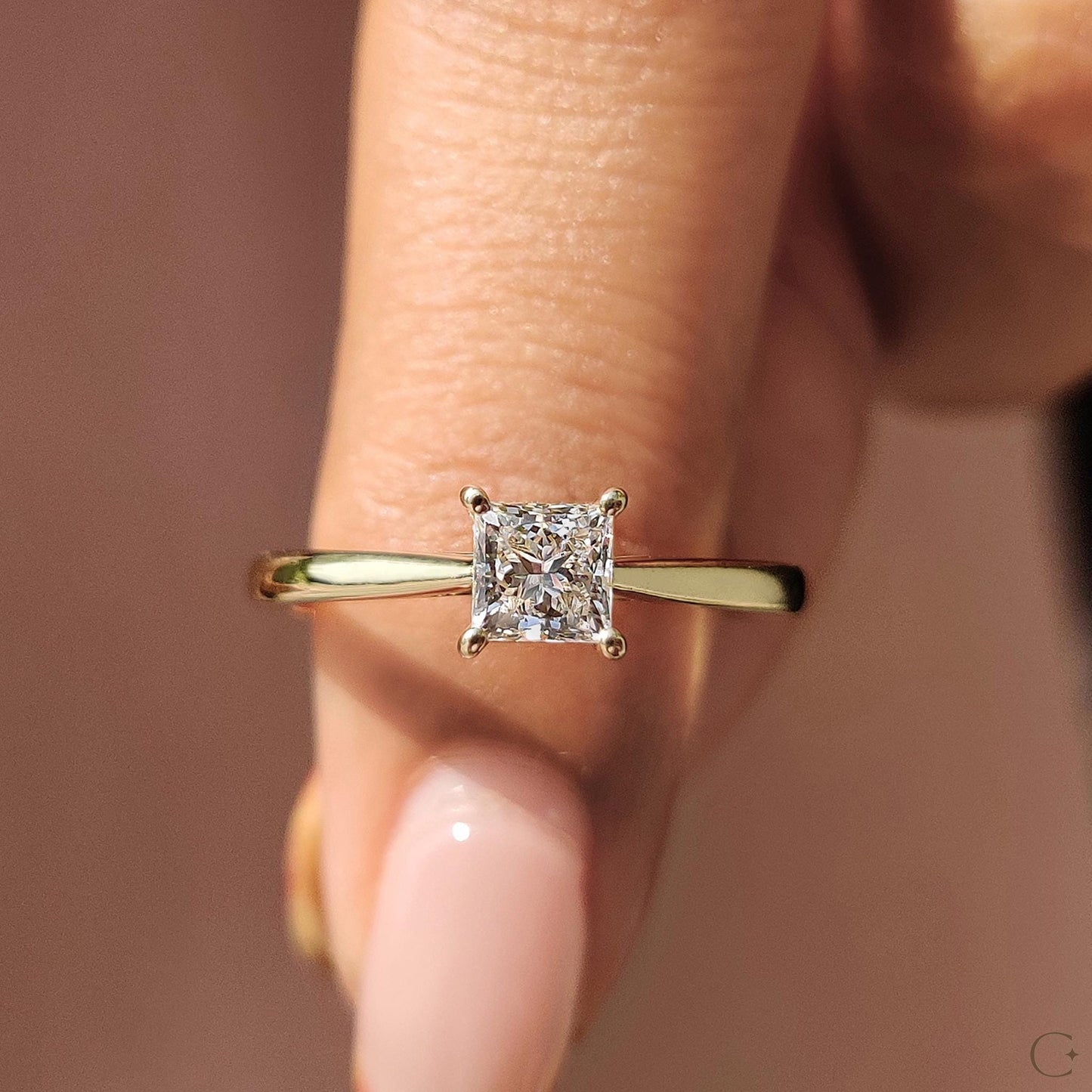 1 ct Anillo de Compromiso Solitario Corte Princesa Catedral