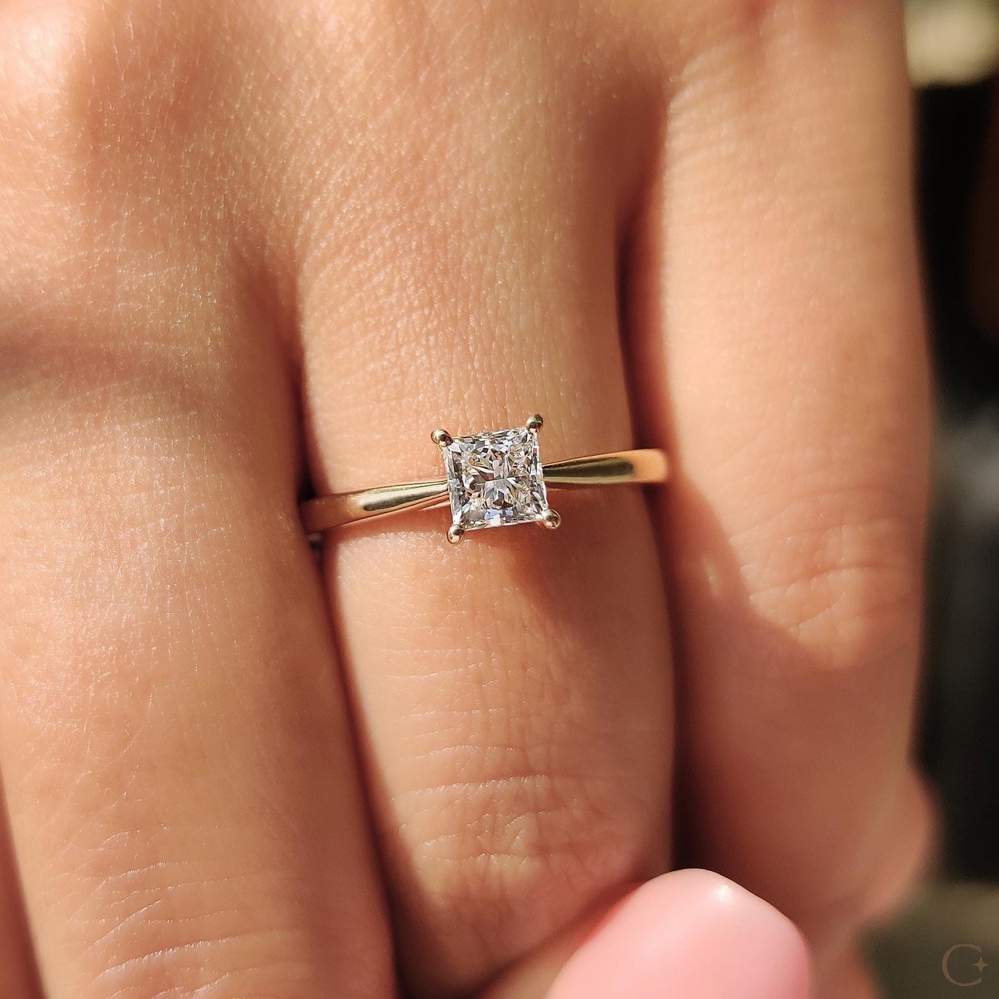1 ct Anillo de Compromiso Solitario Corte Princesa Catedral