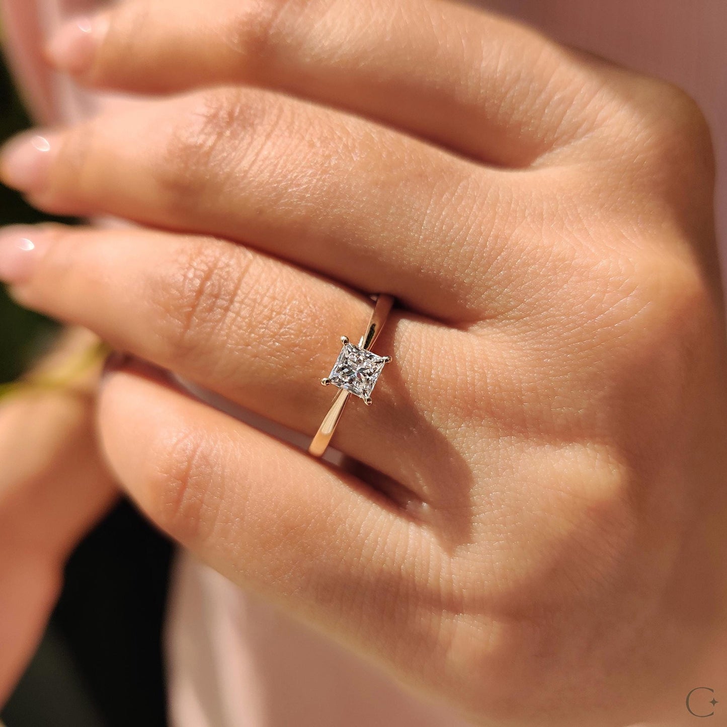 1 ct Anillo de Compromiso Solitario Corte Princesa Catedral