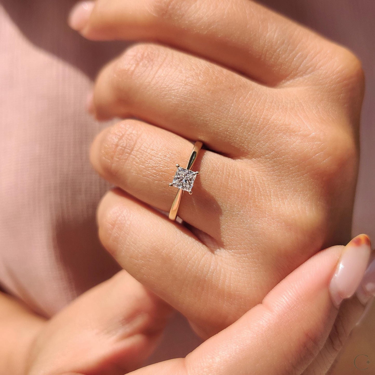 1 ct Anillo de Compromiso Solitario Corte Princesa Catedral