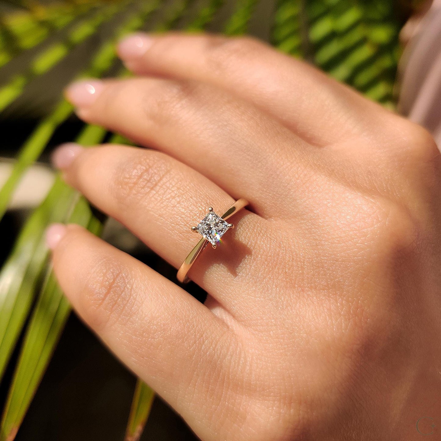 1 ct Anillo de Compromiso Solitario Corte Princesa Catedral
