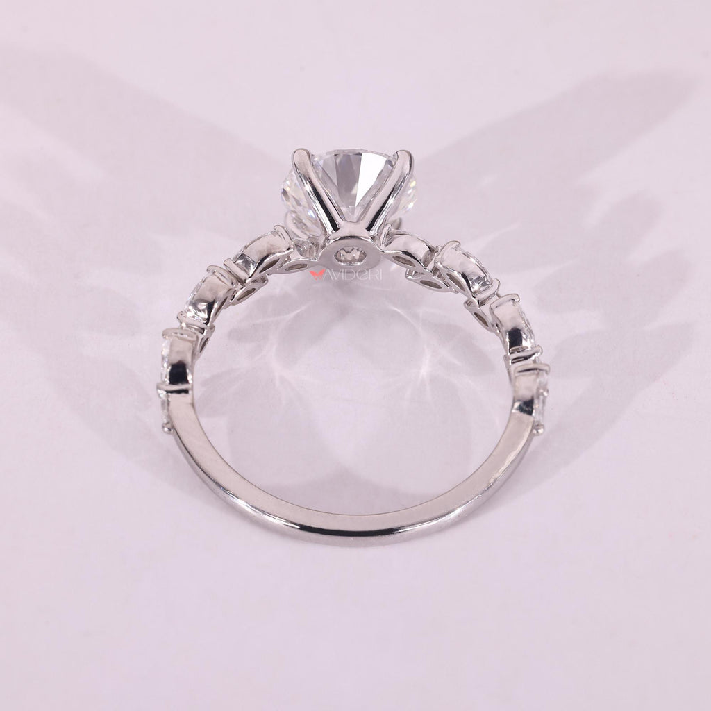 Haku Anillo de Compromiso con Diamante Redondo de 1.50ct Creado en Laboratorio: Diseño de Hoja de Vid