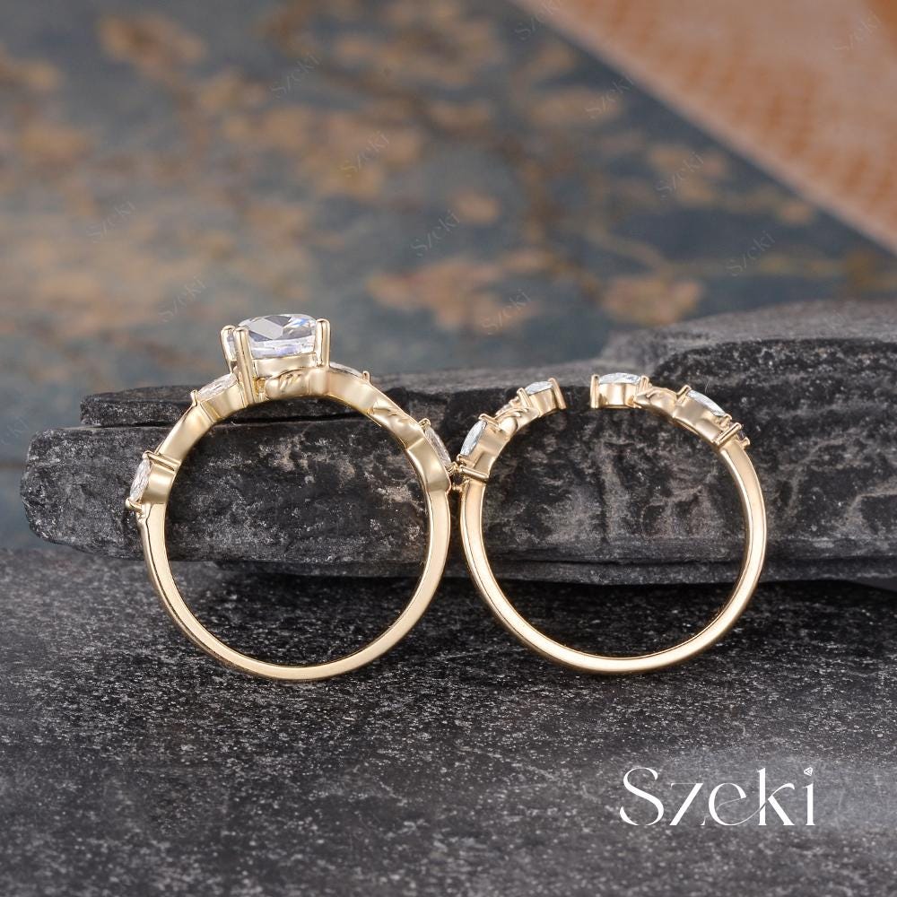Rosa — Set Nupcial Diamante de Laboratorio Oval 1.5 ct Oro 14K