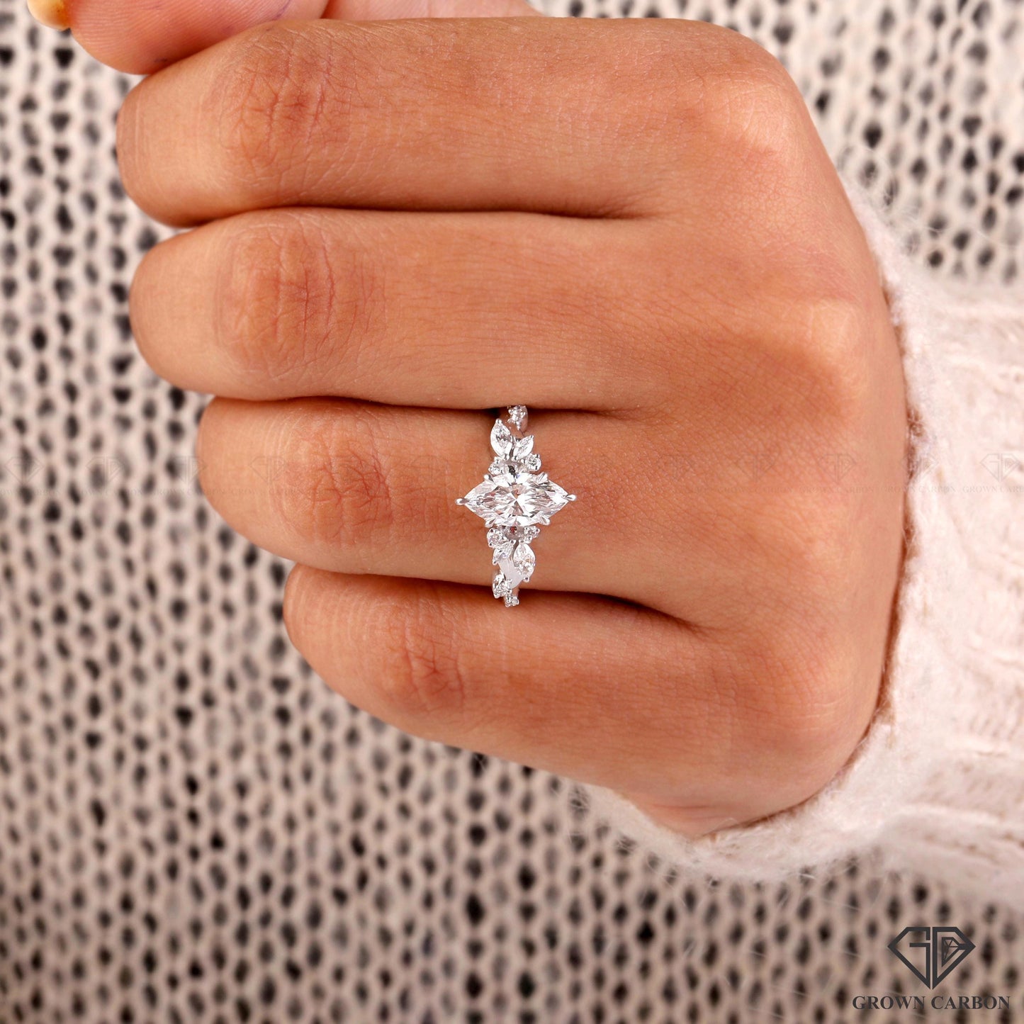 Malva — Anillo de Compromiso Diamante de Laboratorio Marquise 1 ct Oro 14K