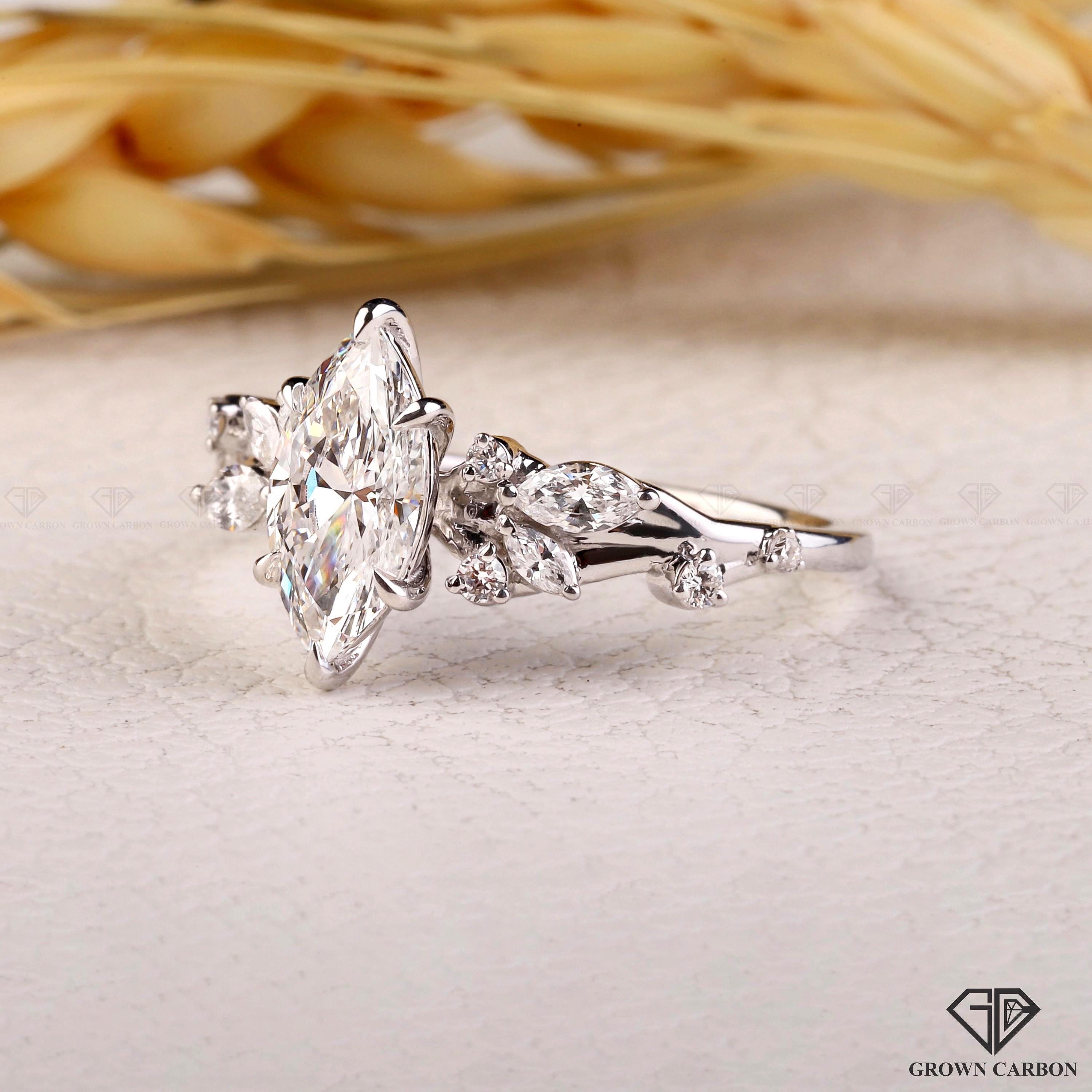 Nova Anillo de Compromiso con Diamante de Laboratorio de Corte Marquise de 1 Quilate | Inspirado en la Naturaleza