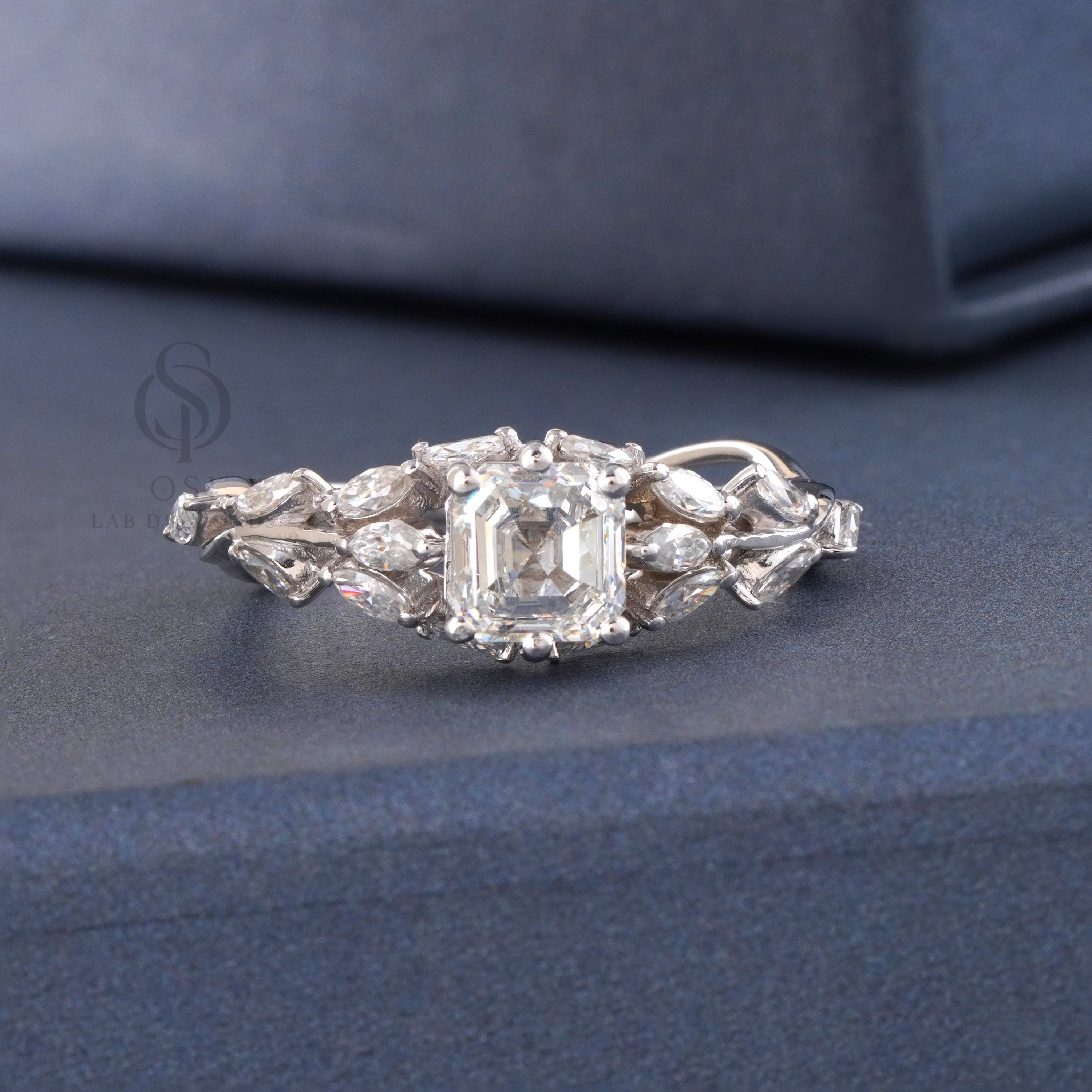 Lilith Anillo de Compromiso de Diamante Creado en Laboratorio con Corte Asscher 1 Ct