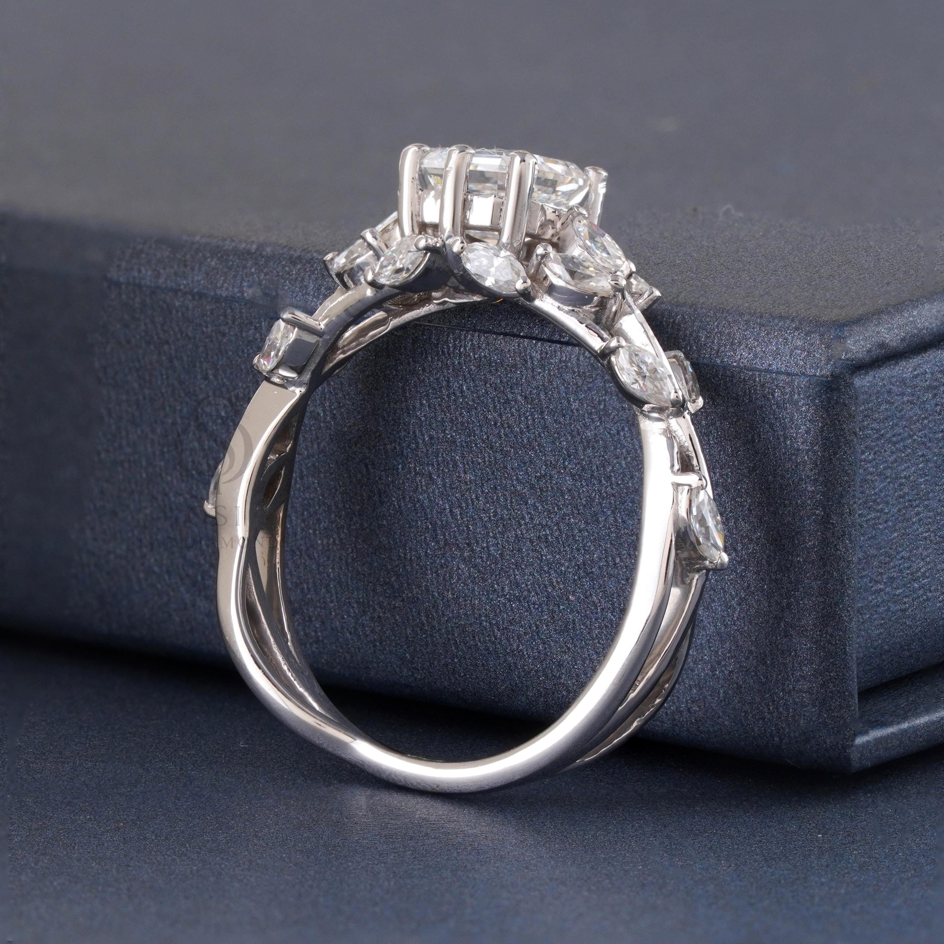 Lilith Anillo de Compromiso de Diamante Creado en Laboratorio con Corte Asscher 1 Ct