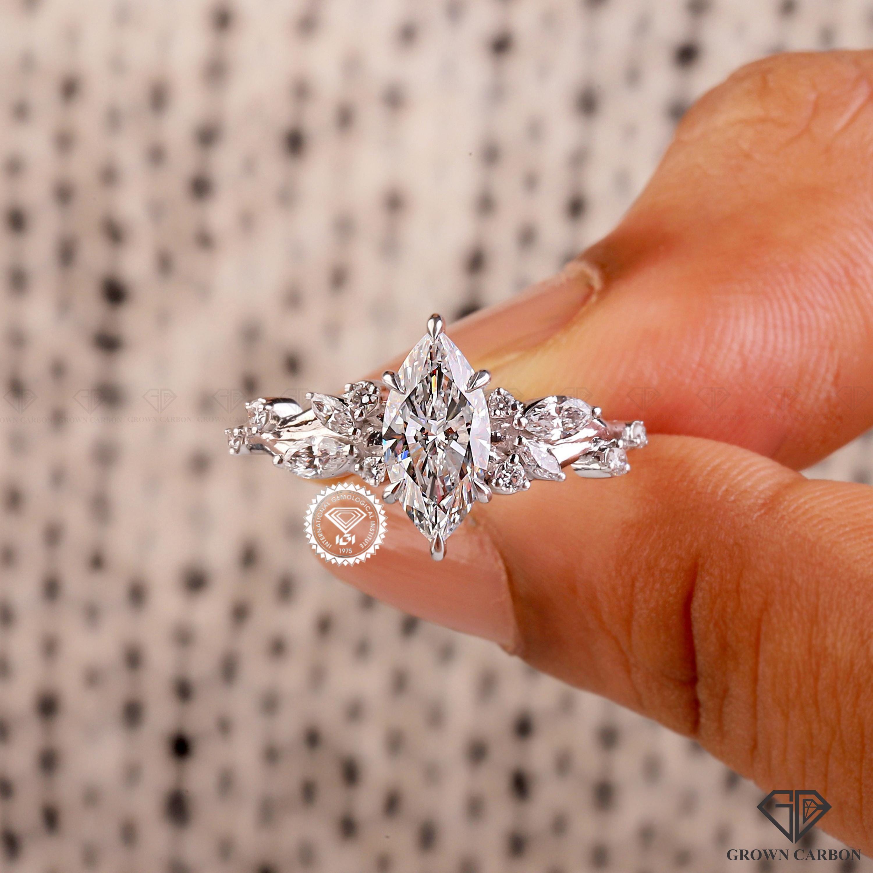 Nova Anillo de Compromiso con Diamante de Laboratorio de Corte Marquise de 1 Quilate | Inspirado en la Naturaleza