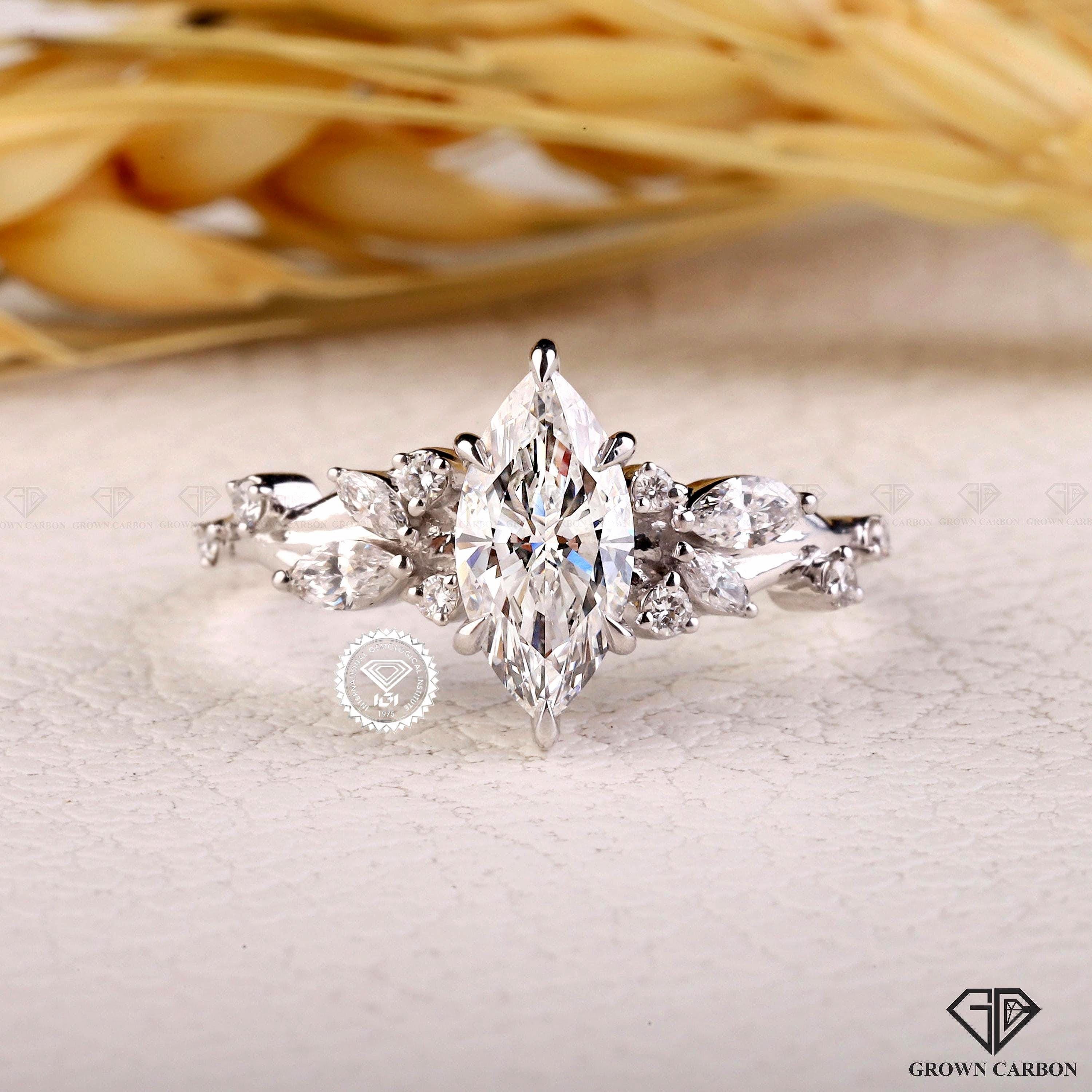 Nova Anillo de Compromiso con Diamante de Laboratorio de Corte Marquise de 1 Quilate | Inspirado en la Naturaleza