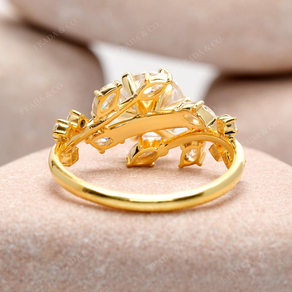 Nimue Anillo de Compromiso Diamante de Laboratorio 1 Quilate : Diseño de Hojas y Vides, Oro de 14K