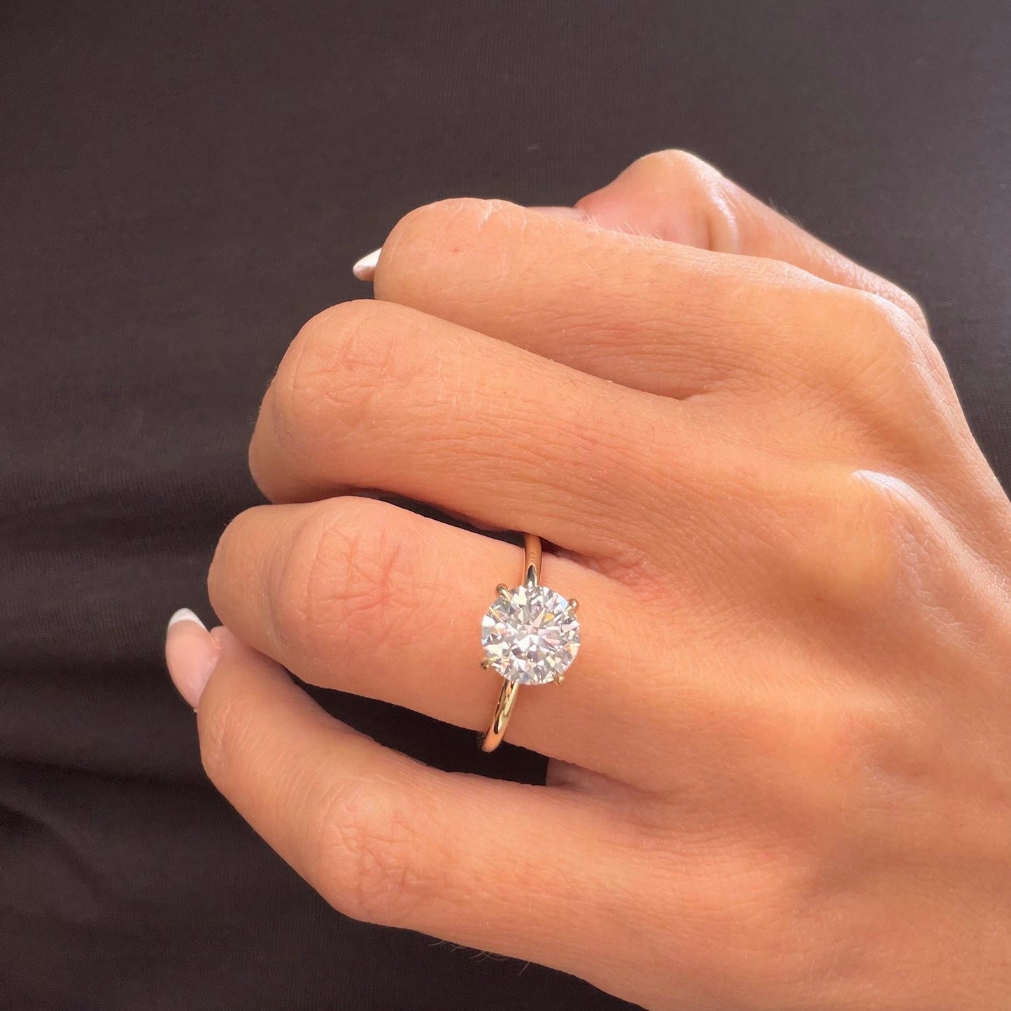 2 ct  Anillo de Compromiso Solitario Corte Brillante Redondo montura clásica 4 garras