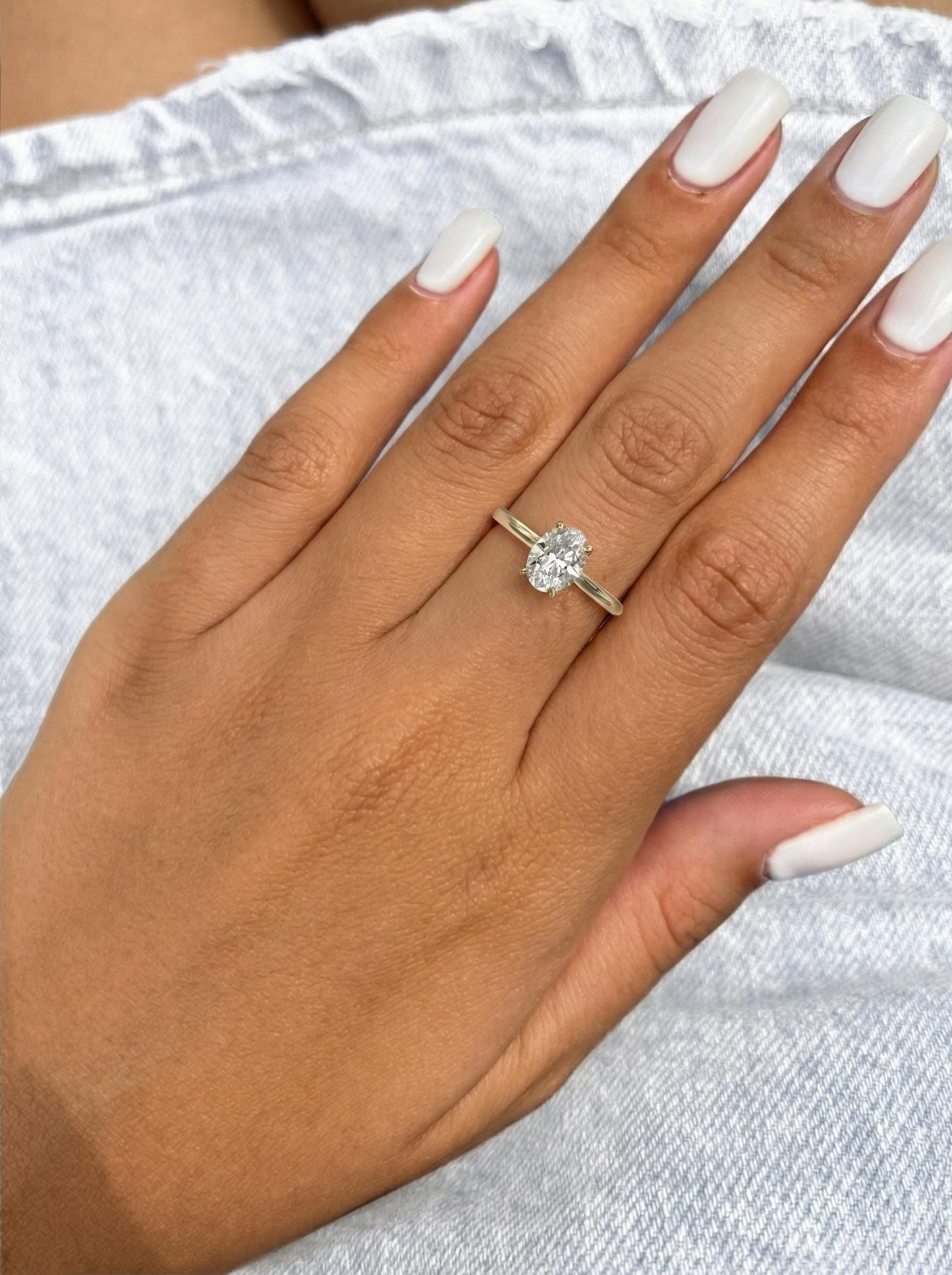 1.5 ct Anillo de Compromiso Solitario Corte Ovalado Catedral