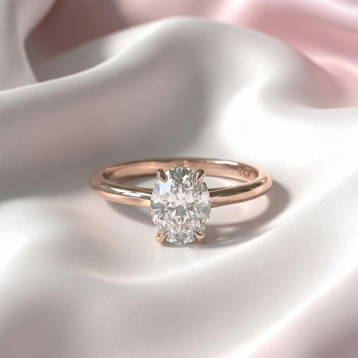 1.5 ct Anillo de Compromiso Solitario Corte Ovalado Catedral