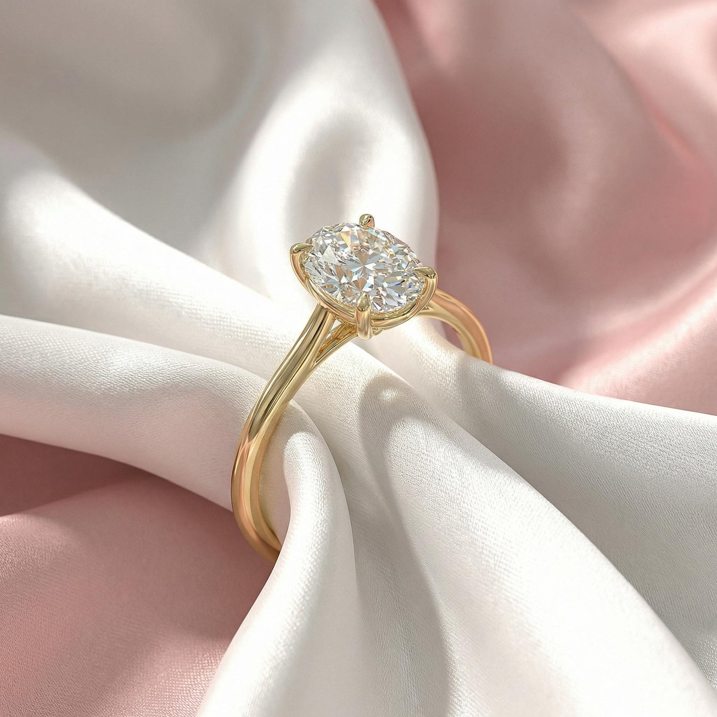 1.5 ct Anillo de Compromiso Solitario Corte Ovalado Catedral