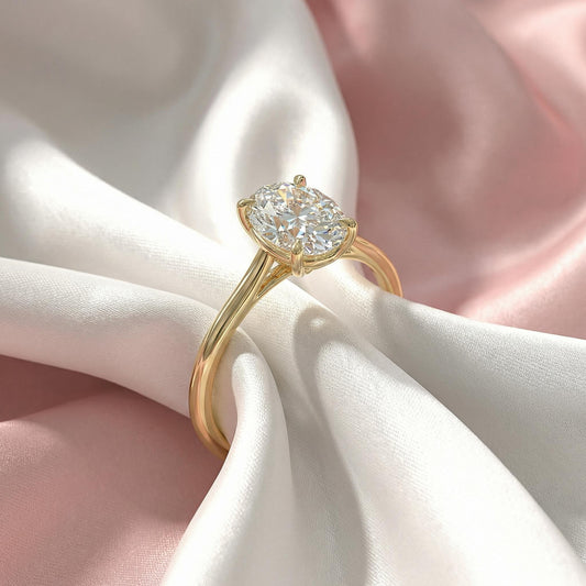 1.5 ct Anillo de Compromiso Solitario Corte Ovalado Catedral
