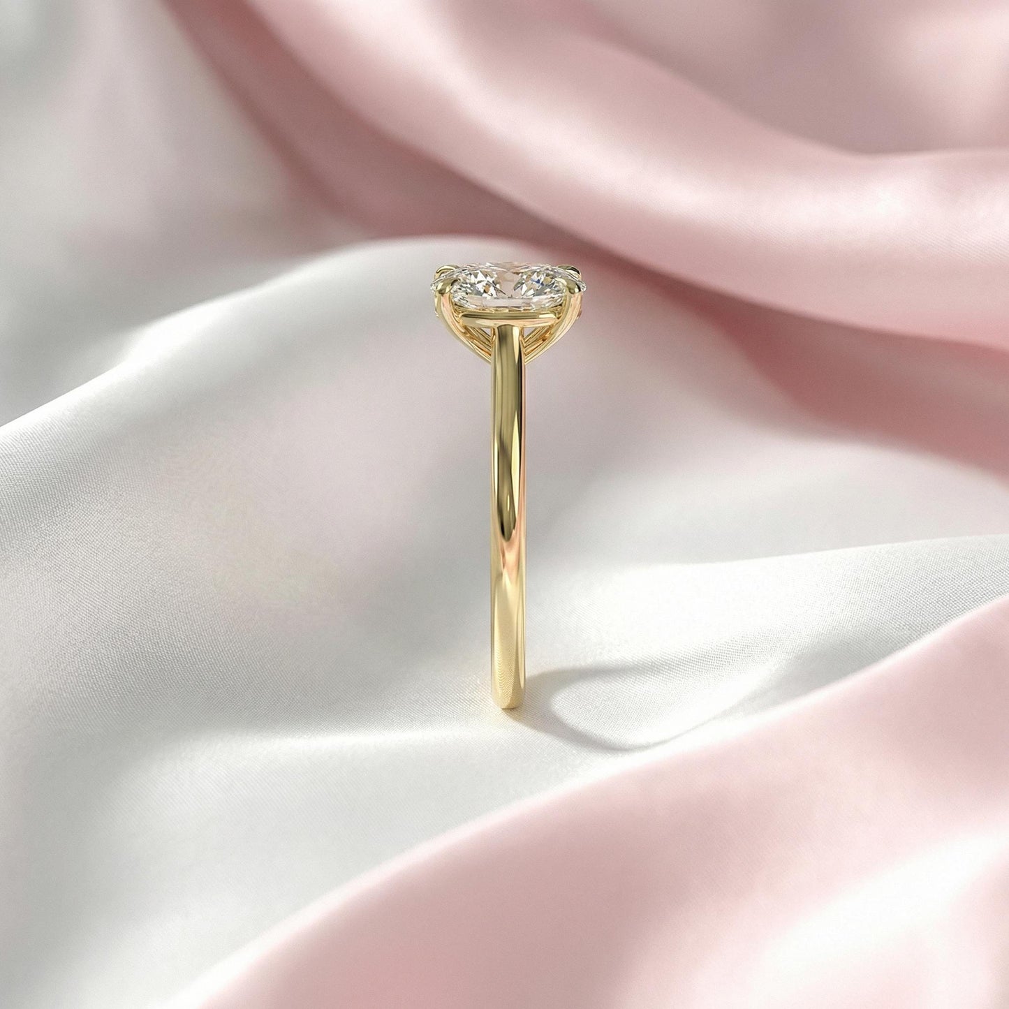 1.5 ct Anillo de Compromiso Solitario Corte Ovalado Catedral