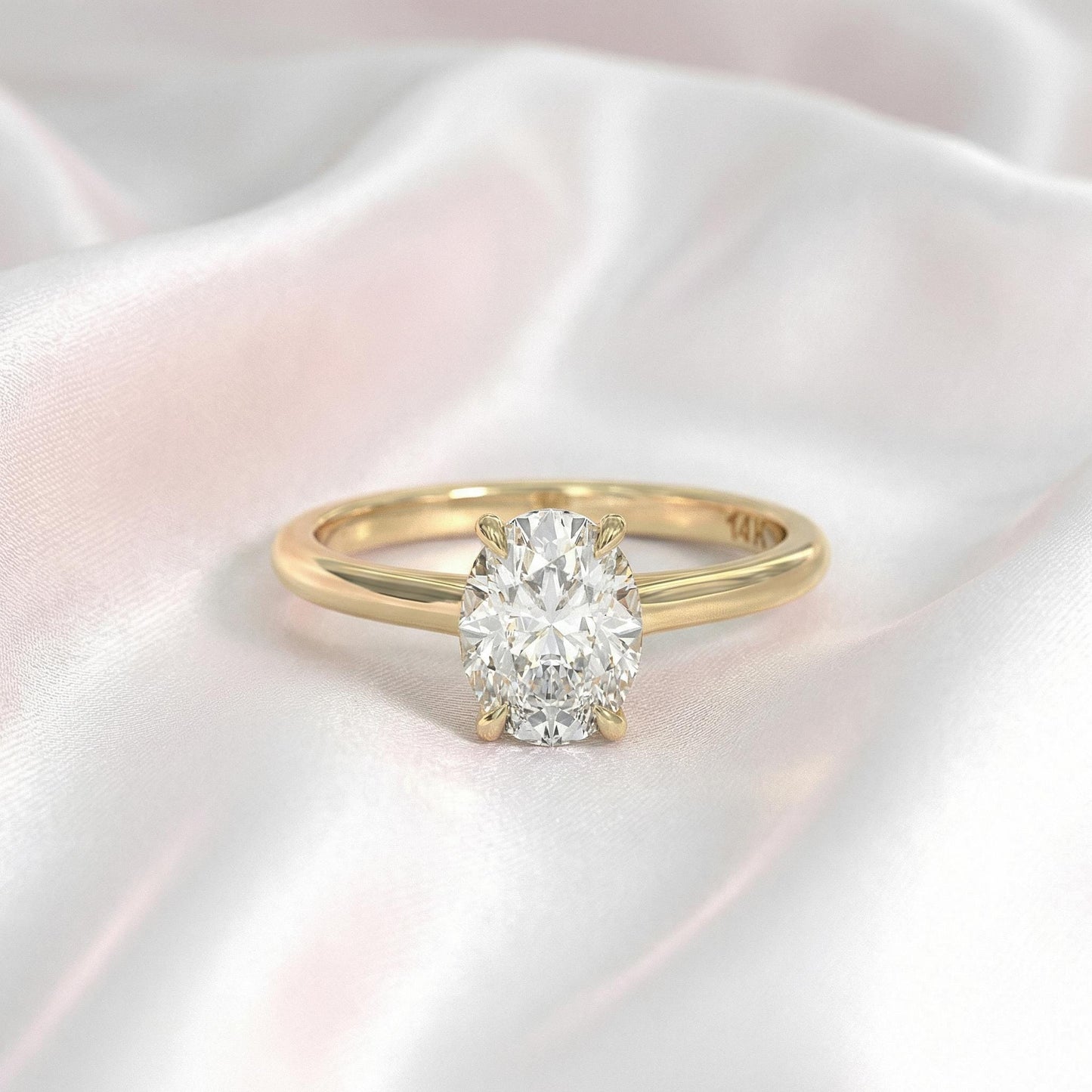 1.5 ct Anillo de Compromiso Solitario Corte Ovalado Catedral