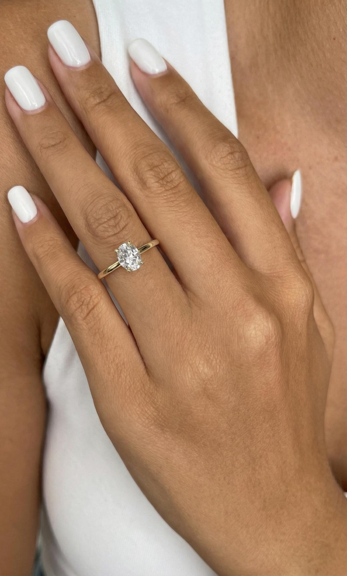 1.5 ct Anillo de Compromiso Solitario Corte Ovalado Catedral