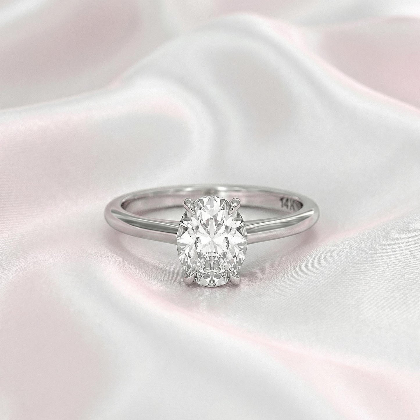 1.5 ct Anillo de Compromiso Solitario Corte Ovalado Catedral