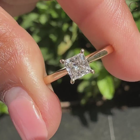 1 ct Anillo de Compromiso Solitario Corte Princesa Catedral