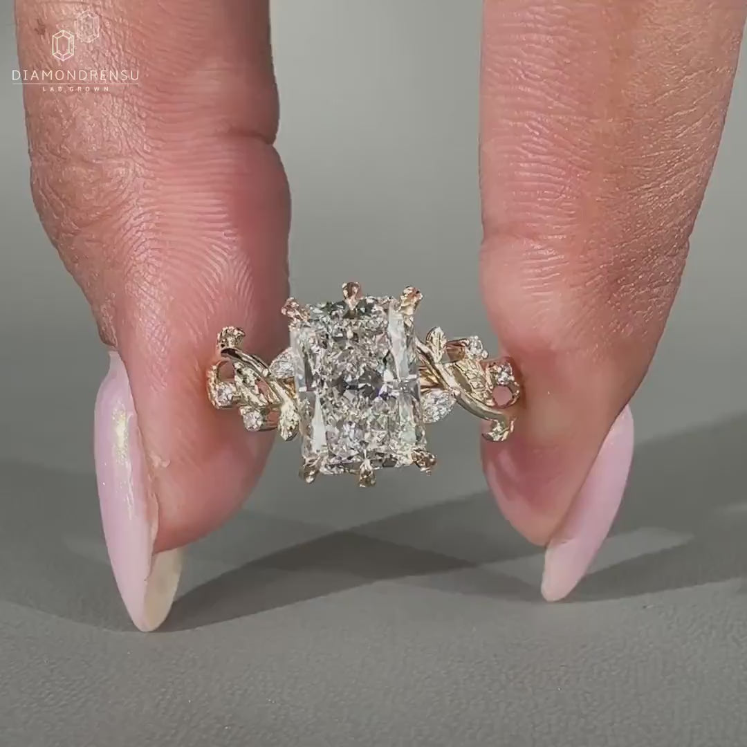 Shiva Anillo compromiso Vintage con Diamante Corte Radiante 2 Quilates