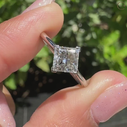 1 ct Anillo de Compromiso Solitario Corte Princesa