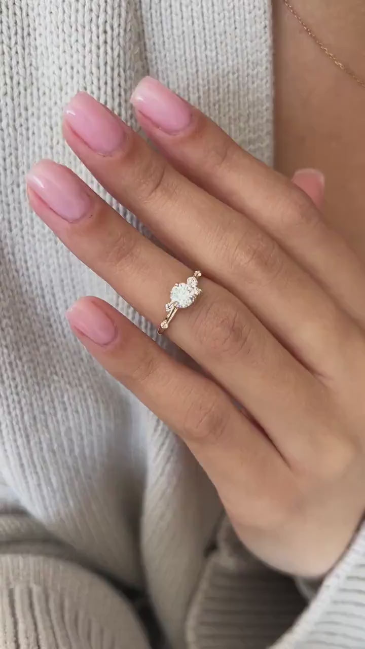 Korra Anillo de Compromiso Inspirado en la Naturaleza / Diamante Cultivado en Laboratorio de 0.5CT