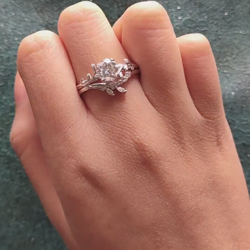 Belladonna Conjunto Compromiso Floral: Anillo Compromiso+ Argolla de matrimonio